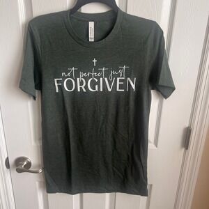 New Canvas Bella‎ Christian T Shirt Not Perfect Just Forgiven Graphic T Ladies S